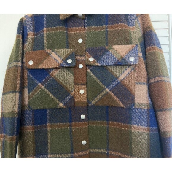 BlankNYC Hit The Trail Shacket Flannel Brown Green Navy XS Cabin Outdoor Prairie - Picture 5 of 13